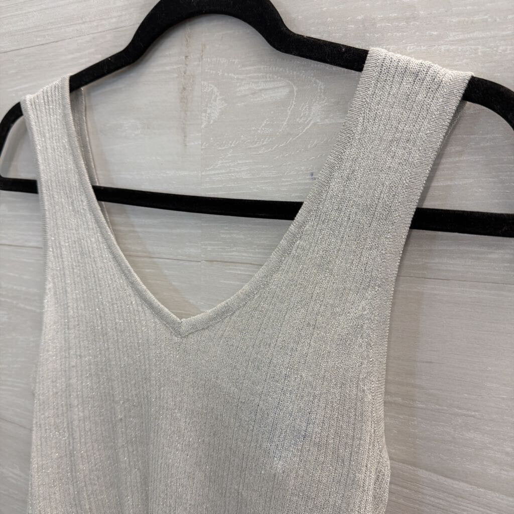 House of Harlow Grey/ Silver Thread Knit Cropped Tank Top Small