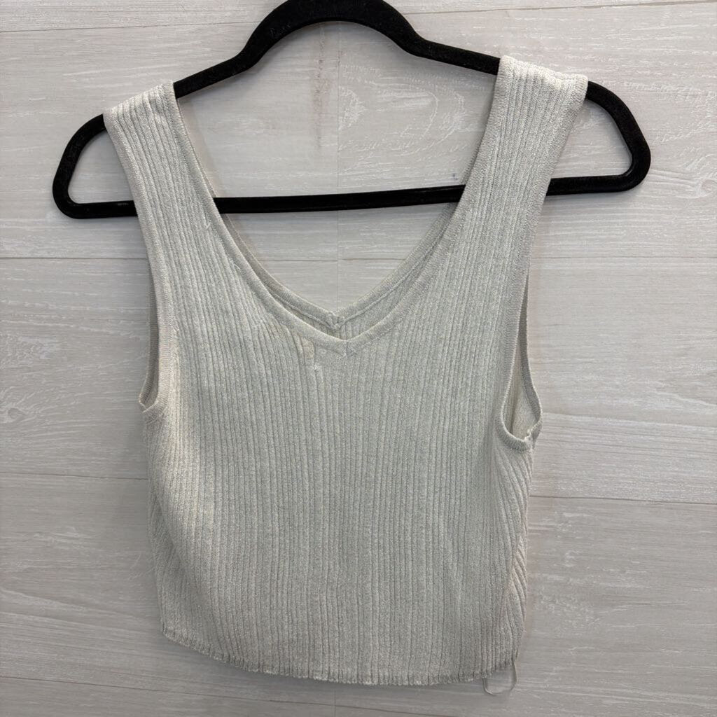 House of Harlow Grey/ Silver Thread Knit Cropped Tank Top Small