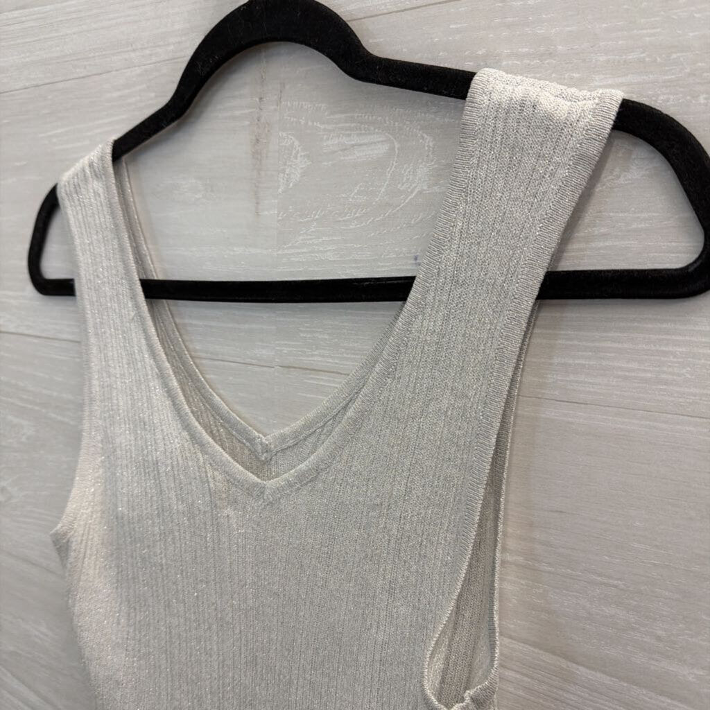 House of Harlow Grey/ Silver Thread Knit Cropped Tank Top Small