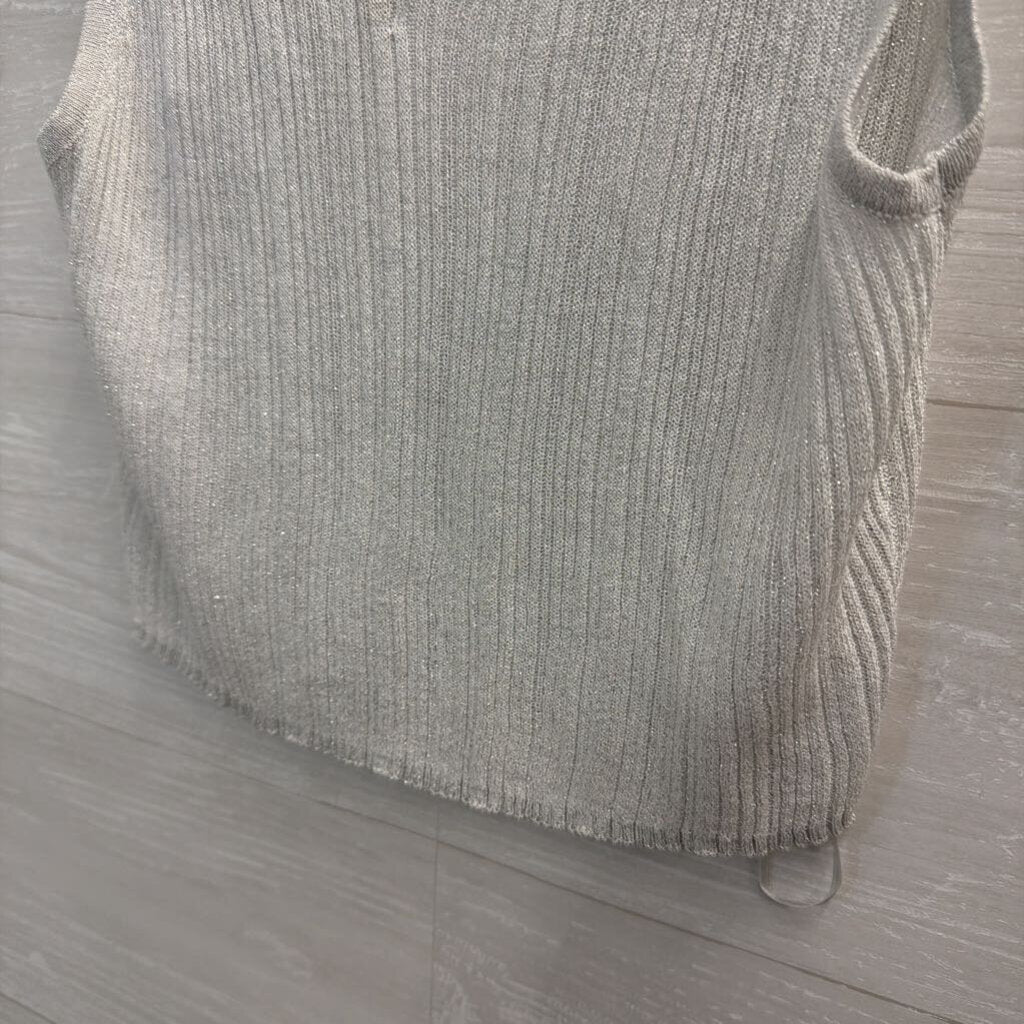 House of Harlow Grey/ Silver Thread Knit Cropped Tank Top Small