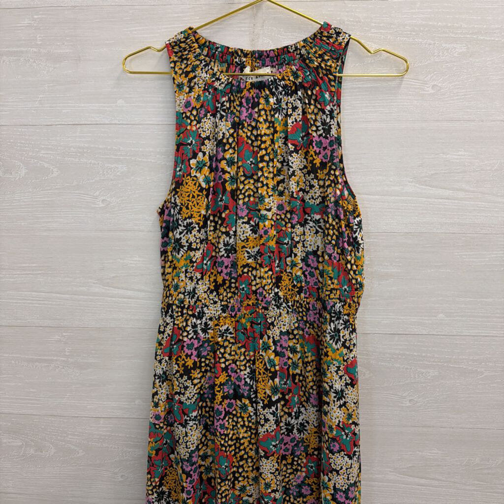 Apiece Apart Black/ Multi Print High Neck Sleeveless Maxi Dress Medium