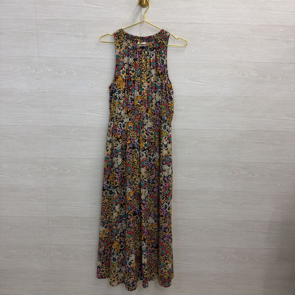 Apiece Apart Black/ Multi Print High Neck Sleeveless Maxi Dress Medium