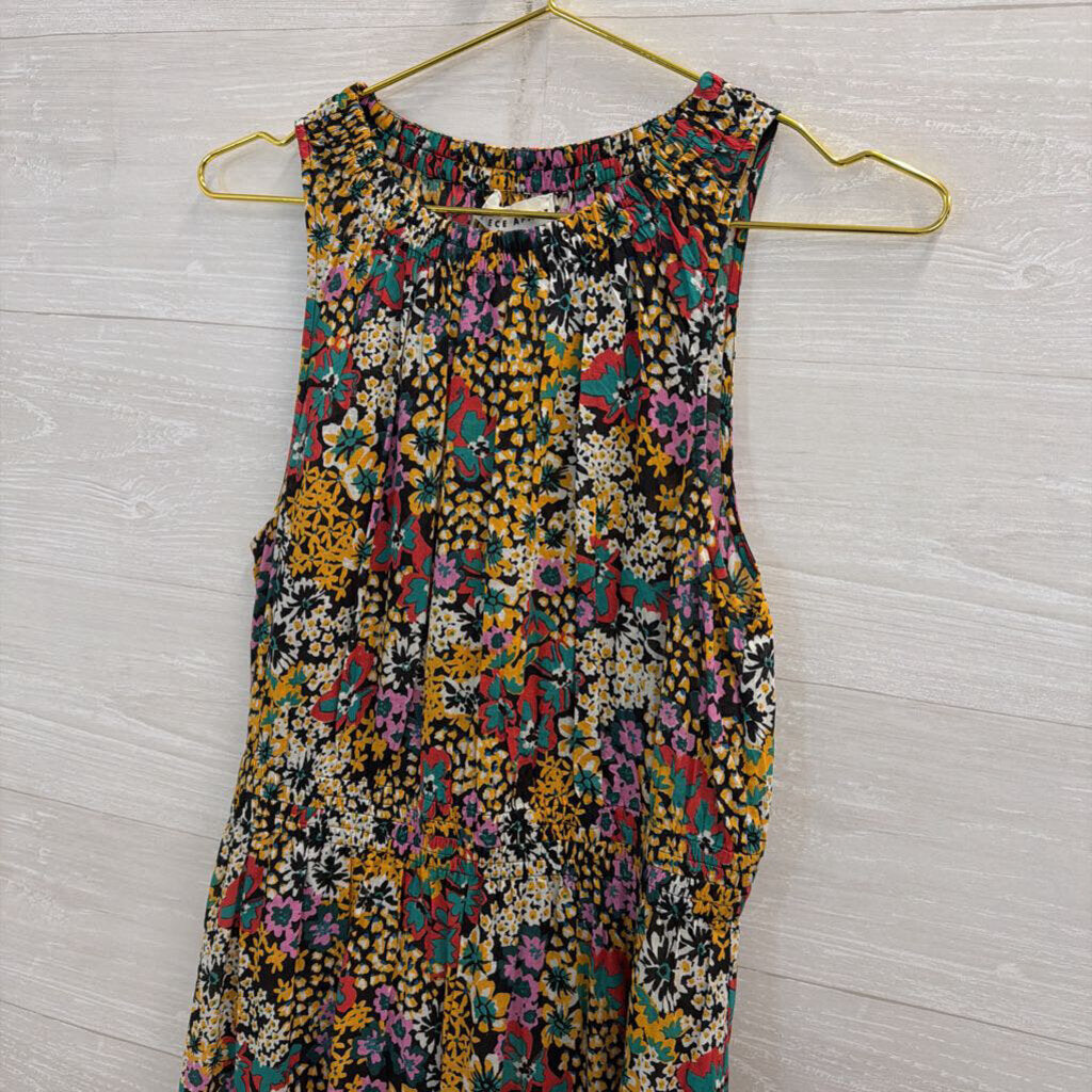 Apiece Apart Black/ Multi Print High Neck Sleeveless Maxi Dress Medium