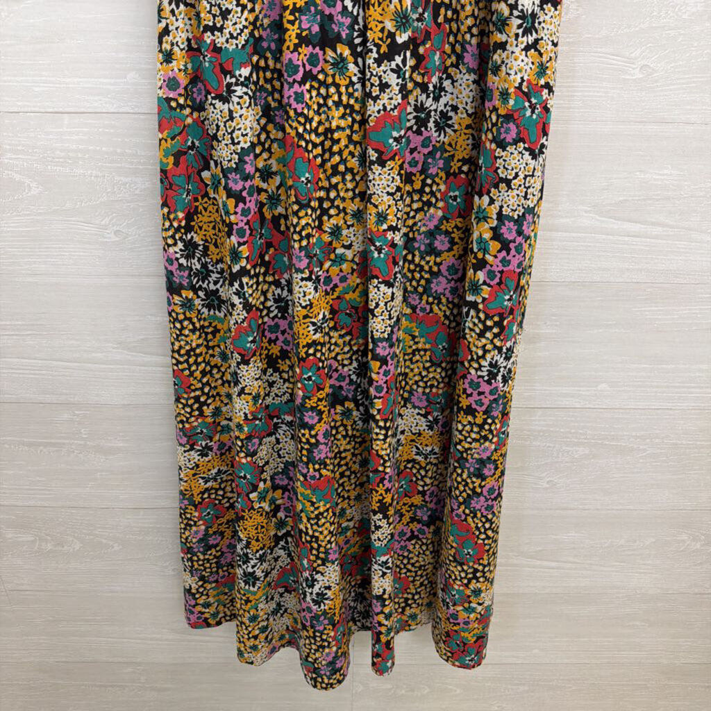 Apiece Apart Black/ Multi Print High Neck Sleeveless Maxi Dress Medium