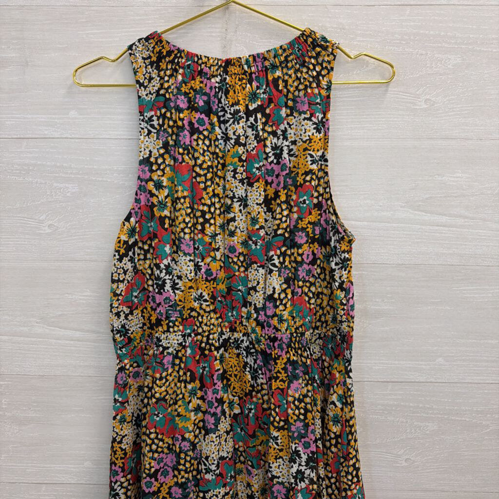Apiece Apart Black/ Multi Print High Neck Sleeveless Maxi Dress Medium