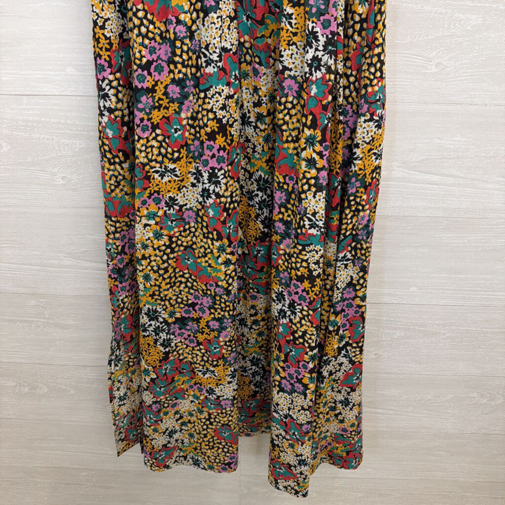 Apiece Apart Black/ Multi Print High Neck Sleeveless Maxi Dress Medium