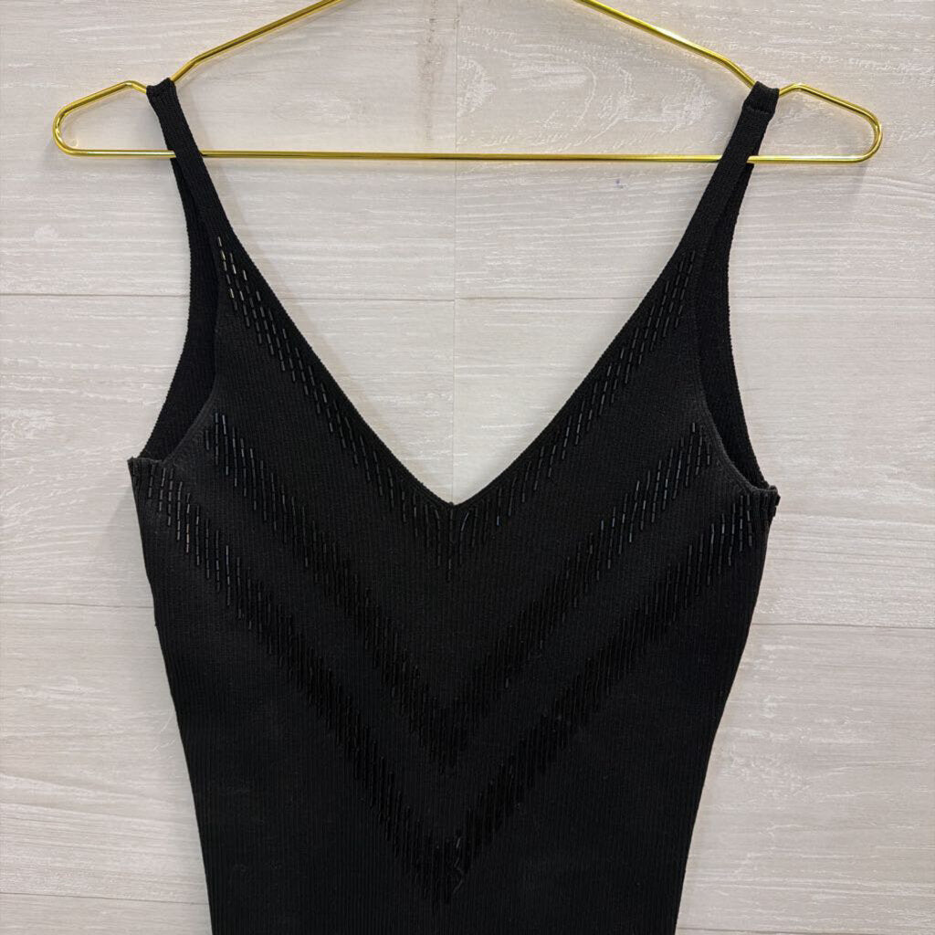 Cache Black Knit Beaded Tank Top Medium