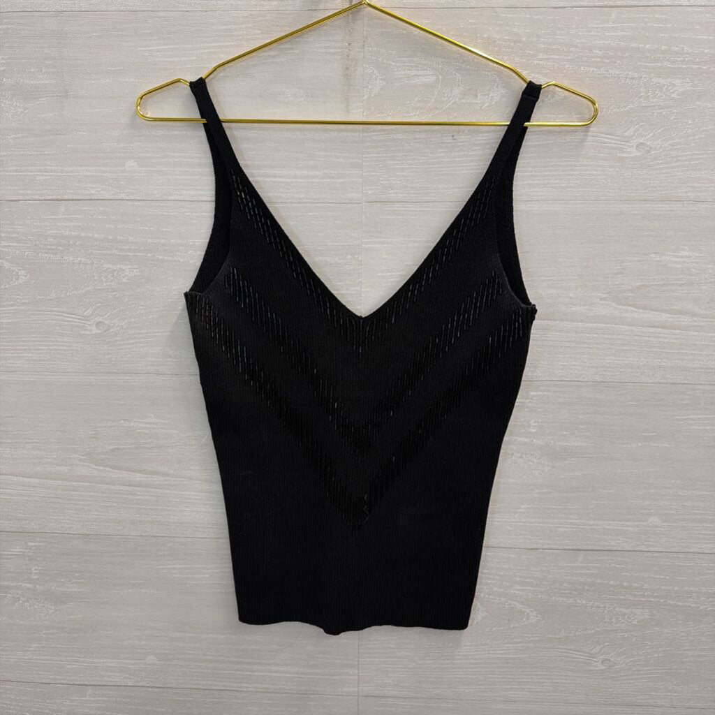 Cache Black Knit Beaded Tank Top Medium
