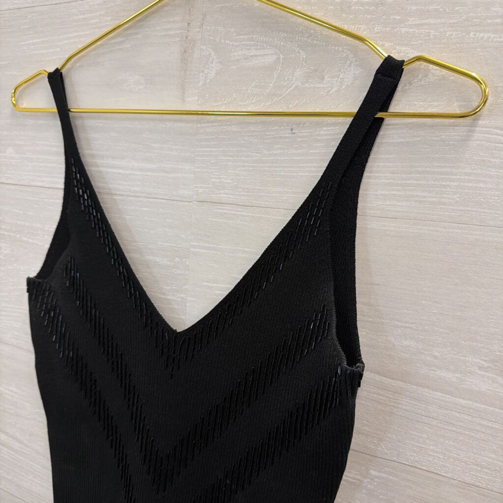 Cache Black Knit Beaded Tank Top Medium