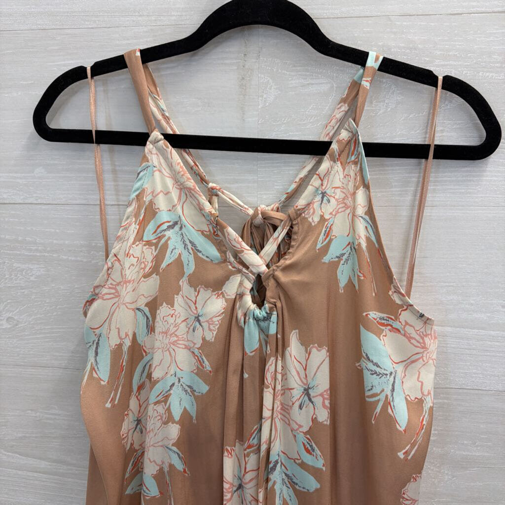 Intimately Free People Pink/ Multi Silky Floral Print Tank Top Medium