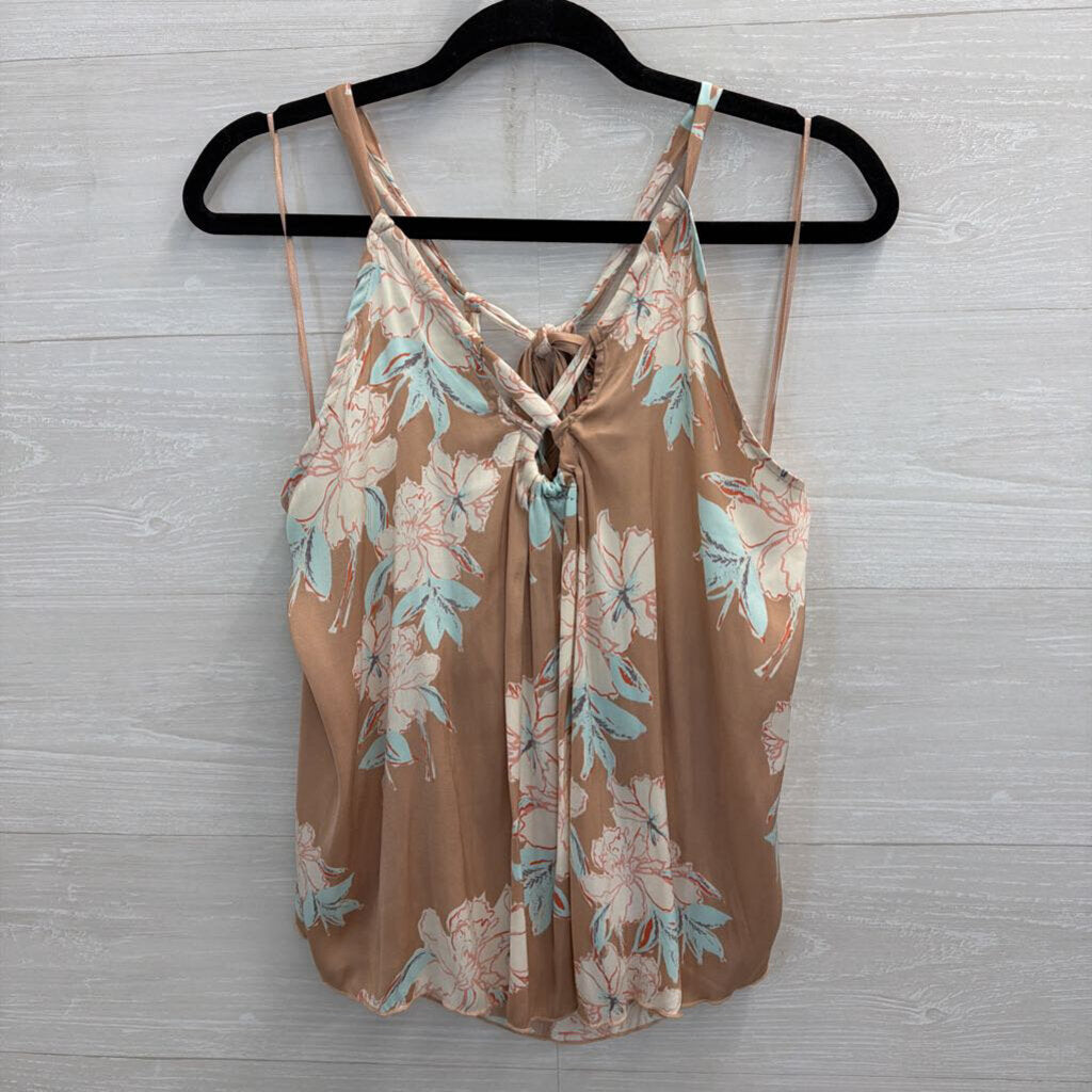 Intimately Free People Pink/ Multi Silky Floral Print Tank Top Medium