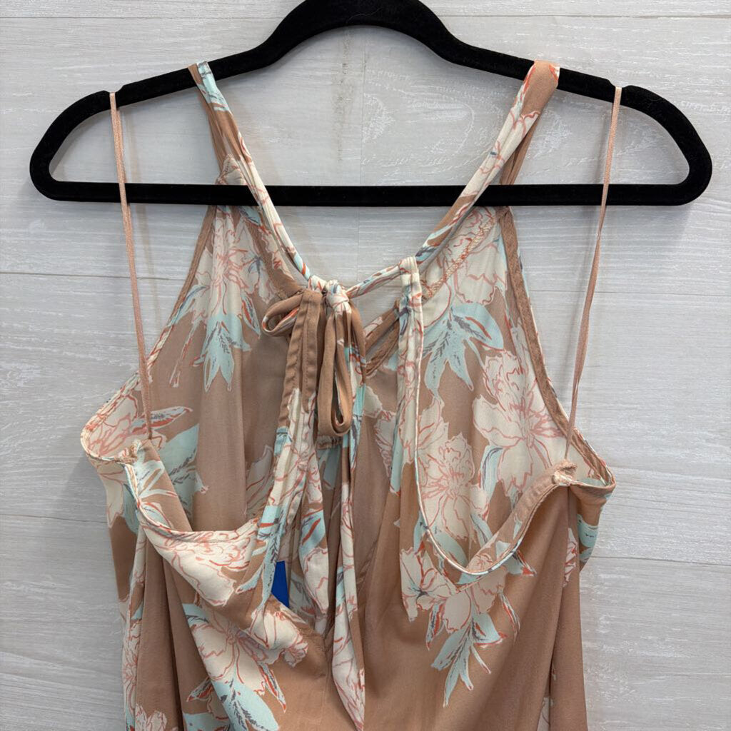 Intimately Free People Pink/ Multi Silky Floral Print Tank Top Medium