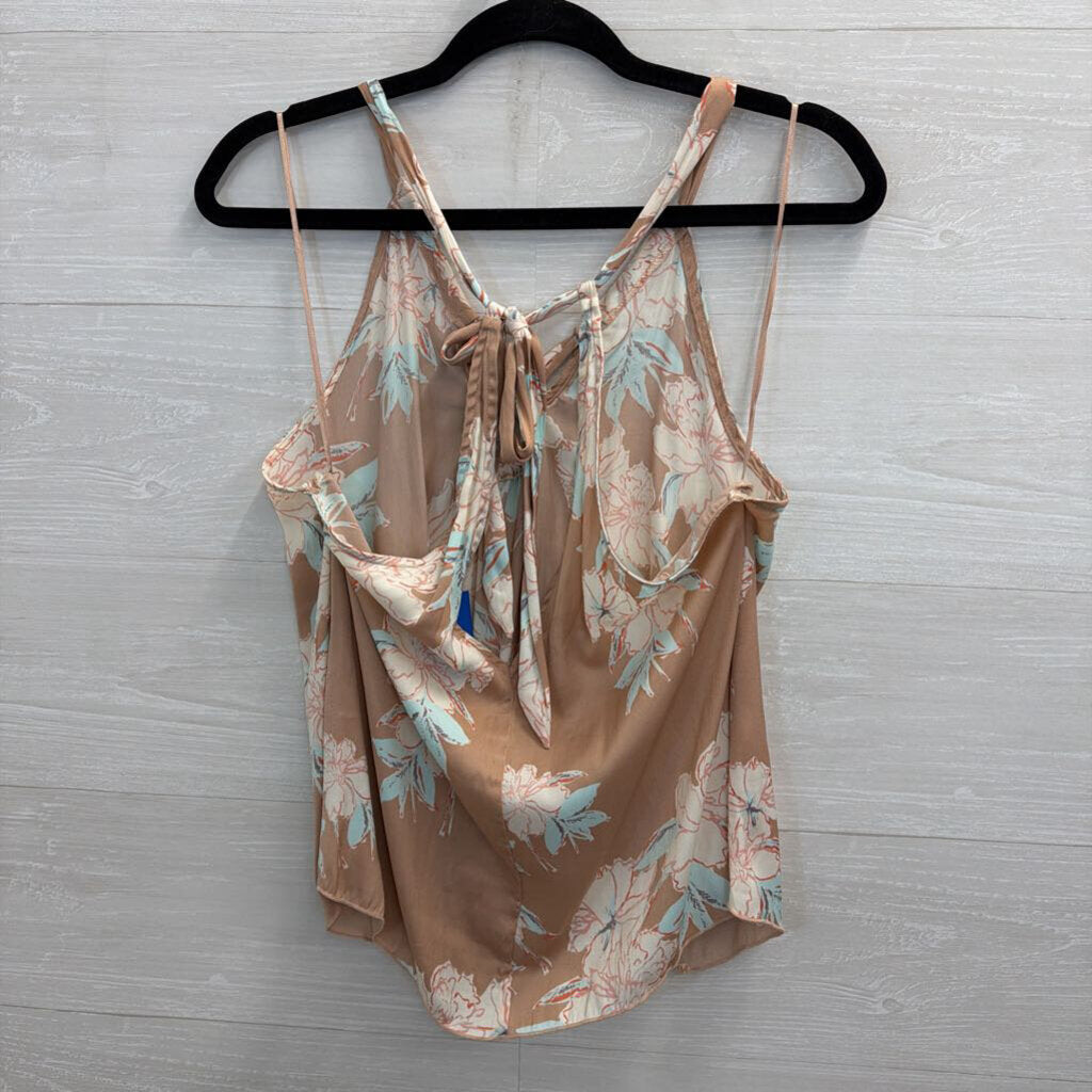 Intimately Free People Pink/ Multi Silky Floral Print Tank Top Medium
