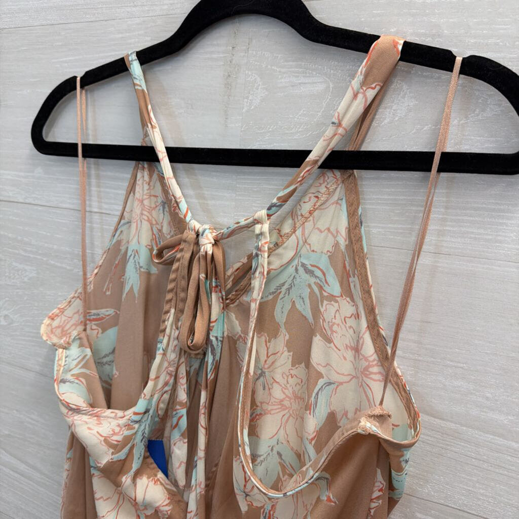 Intimately Free People Pink/ Multi Silky Floral Print Tank Top Medium