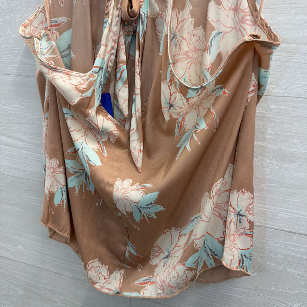 Intimately Free People Pink/ Multi Silky Floral Print Tank Top Medium