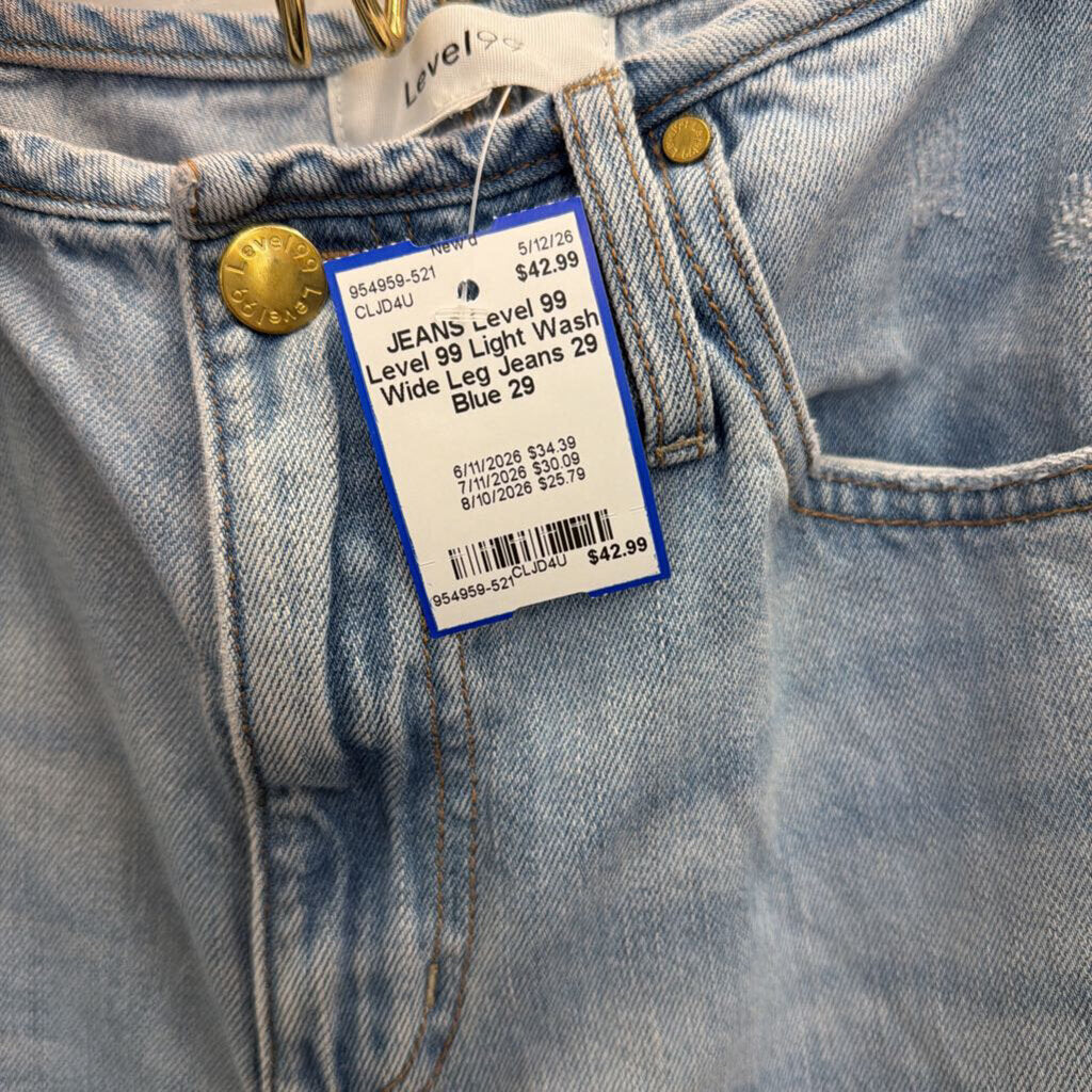 Level 99 Light Wash Wide Leg Jeans 29