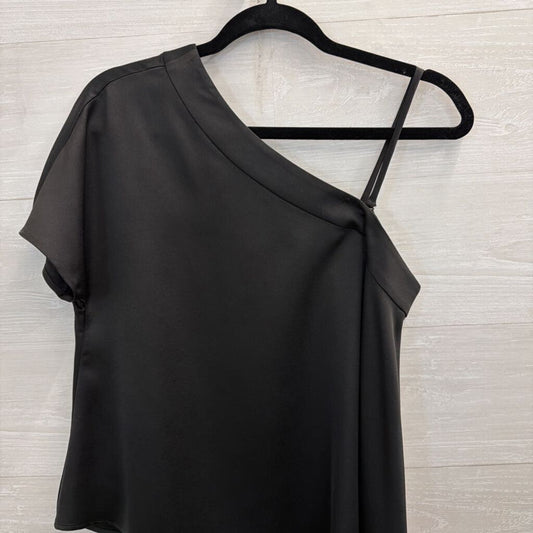 Abbey Glass Black One Shoulder Asymmetrical Top Small