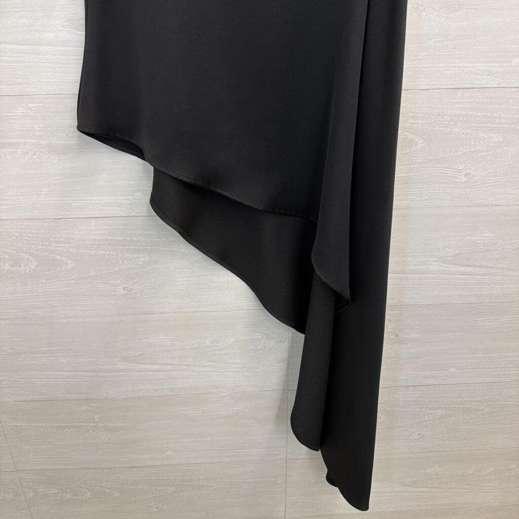 Abbey Glass Black One Shoulder Asymmetrical Top Small