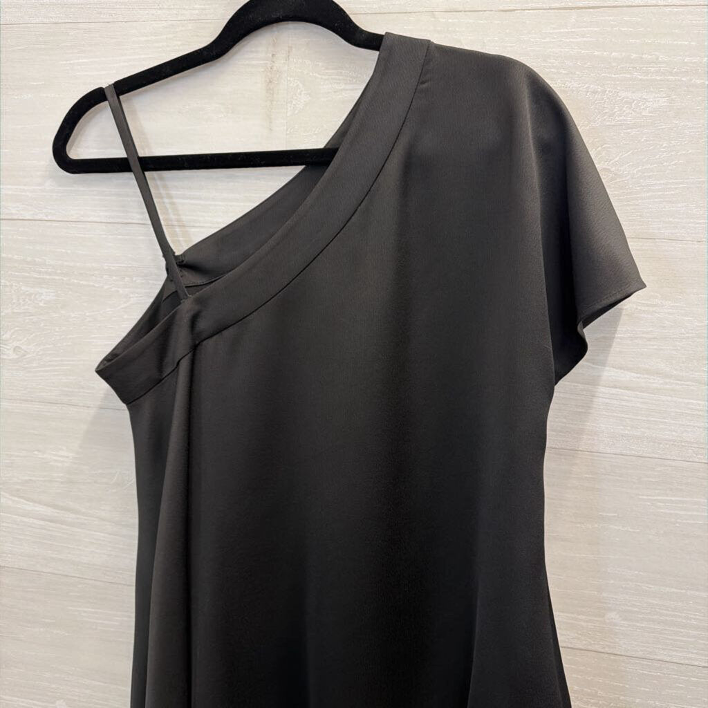 Abbey Glass Black One Shoulder Asymmetrical Top Small