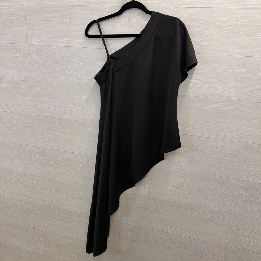 Abbey Glass Black One Shoulder Asymmetrical Top Small