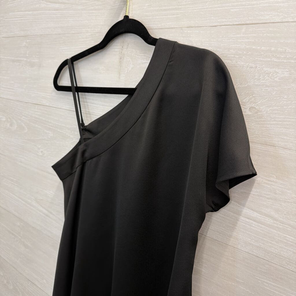 Abbey Glass Black One Shoulder Asymmetrical Top Small