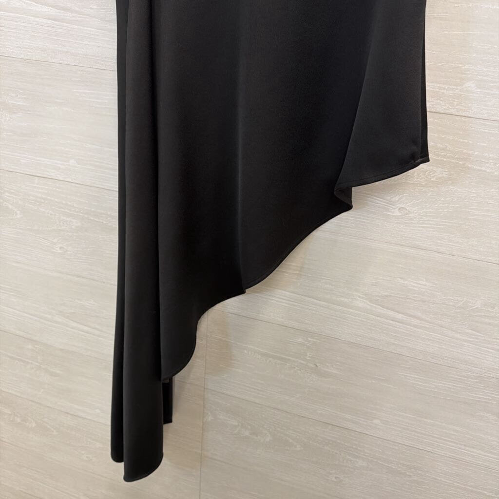 Abbey Glass Black One Shoulder Asymmetrical Top Small