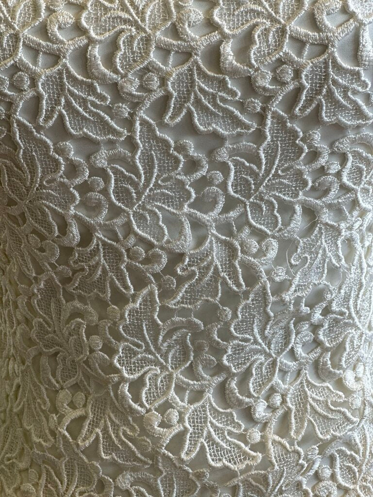 Vintage Ivory Lace Top Satin Skirt Bridal Gown Small