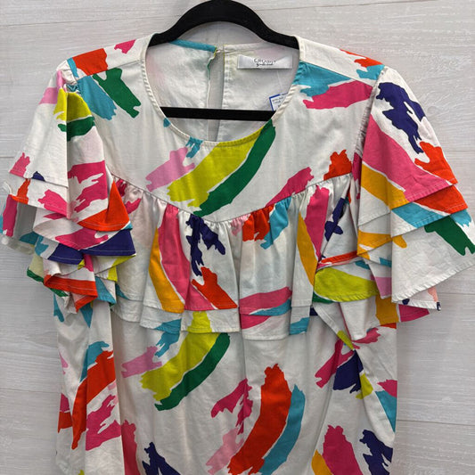 Crosby White/ Multi Bright Print Short Sleeve Top Large