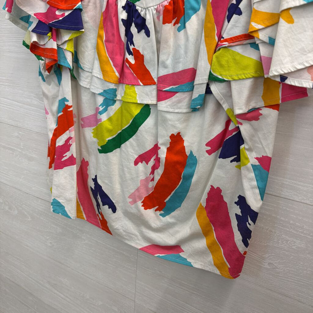 Crosby White/ Multi Bright Print Short Sleeve Top Large