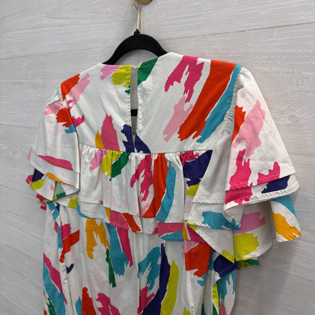 Crosby White/ Multi Bright Print Short Sleeve Top Large