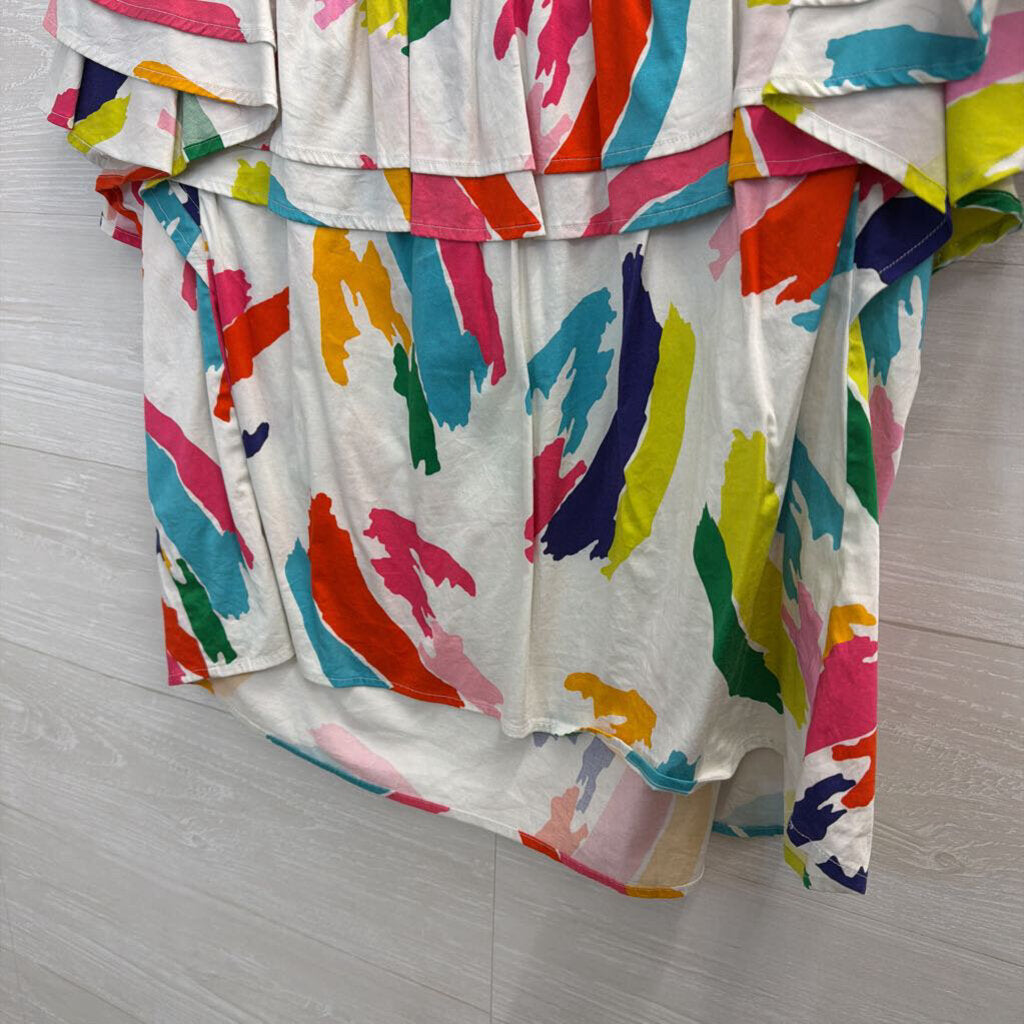 Crosby White/ Multi Bright Print Short Sleeve Top Large
