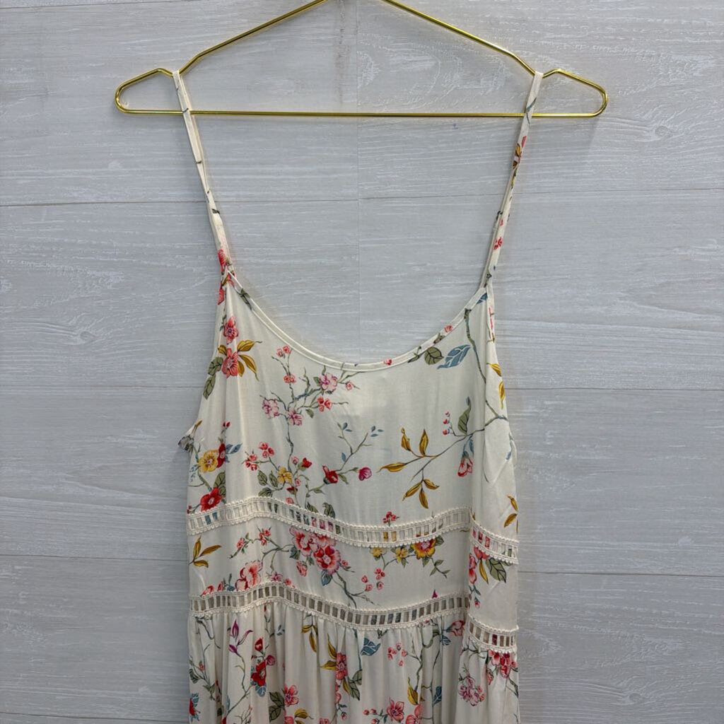 Love Tree White/ Multi Floral Print Mini Dress Medium