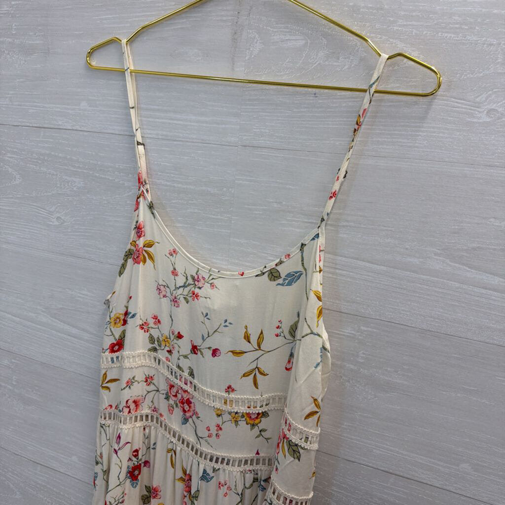 Love Tree White/ Multi Floral Print Mini Dress Medium