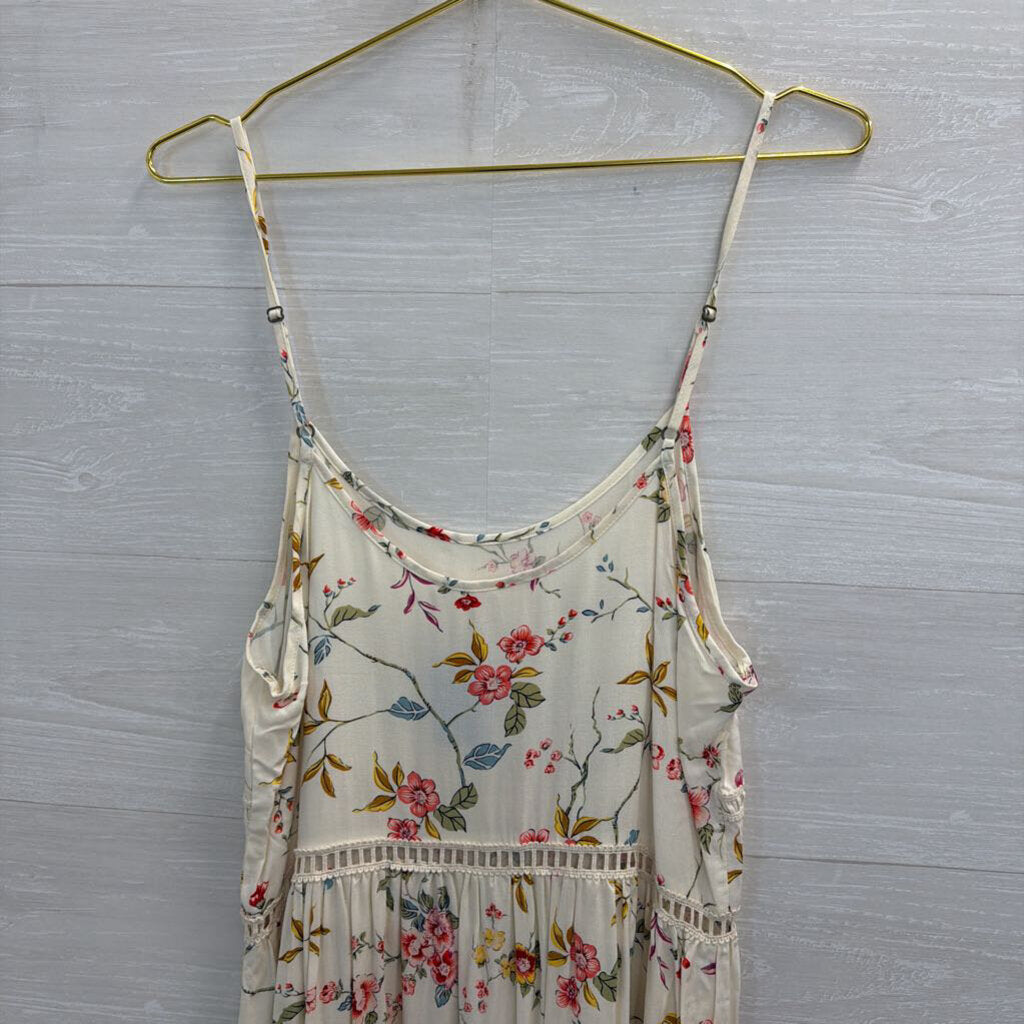Love Tree White/ Multi Floral Print Mini Dress Medium