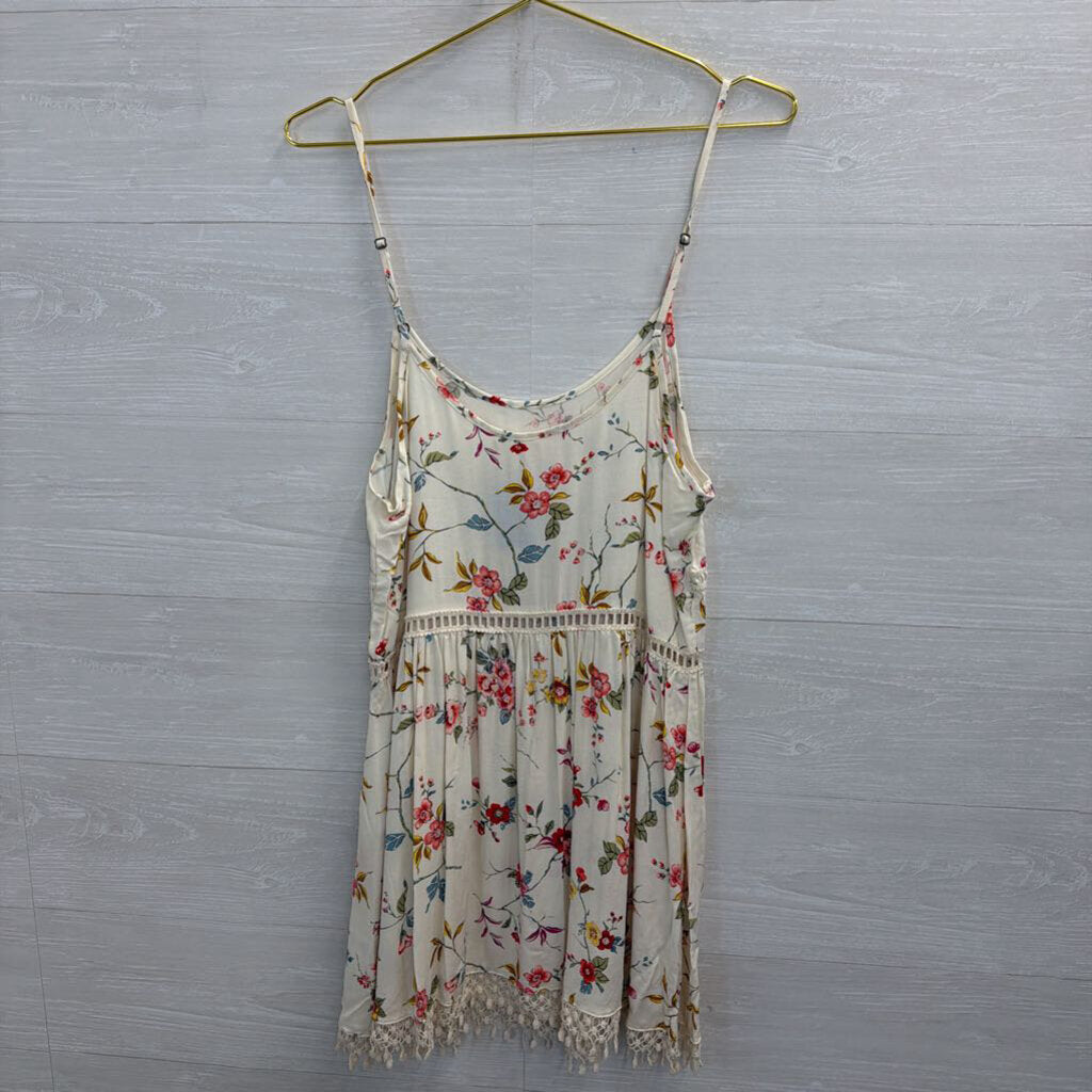 Love Tree White/ Multi Floral Print Mini Dress Medium