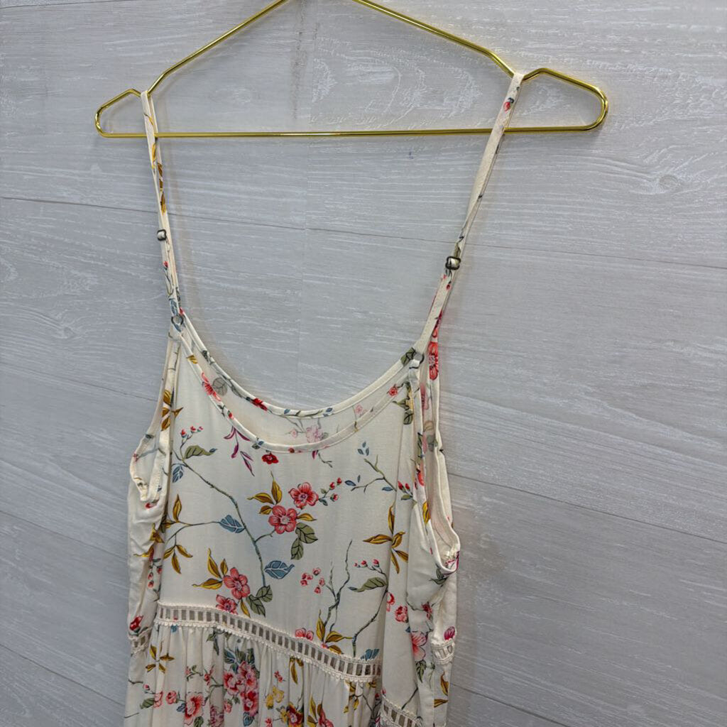 Love Tree White/ Multi Floral Print Mini Dress Medium