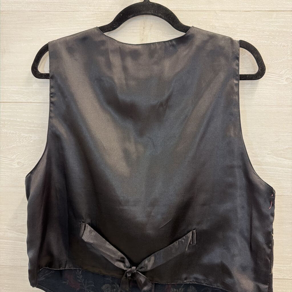 Vintage TanTrums Black/ Mutli Embroidered Vest Top Large