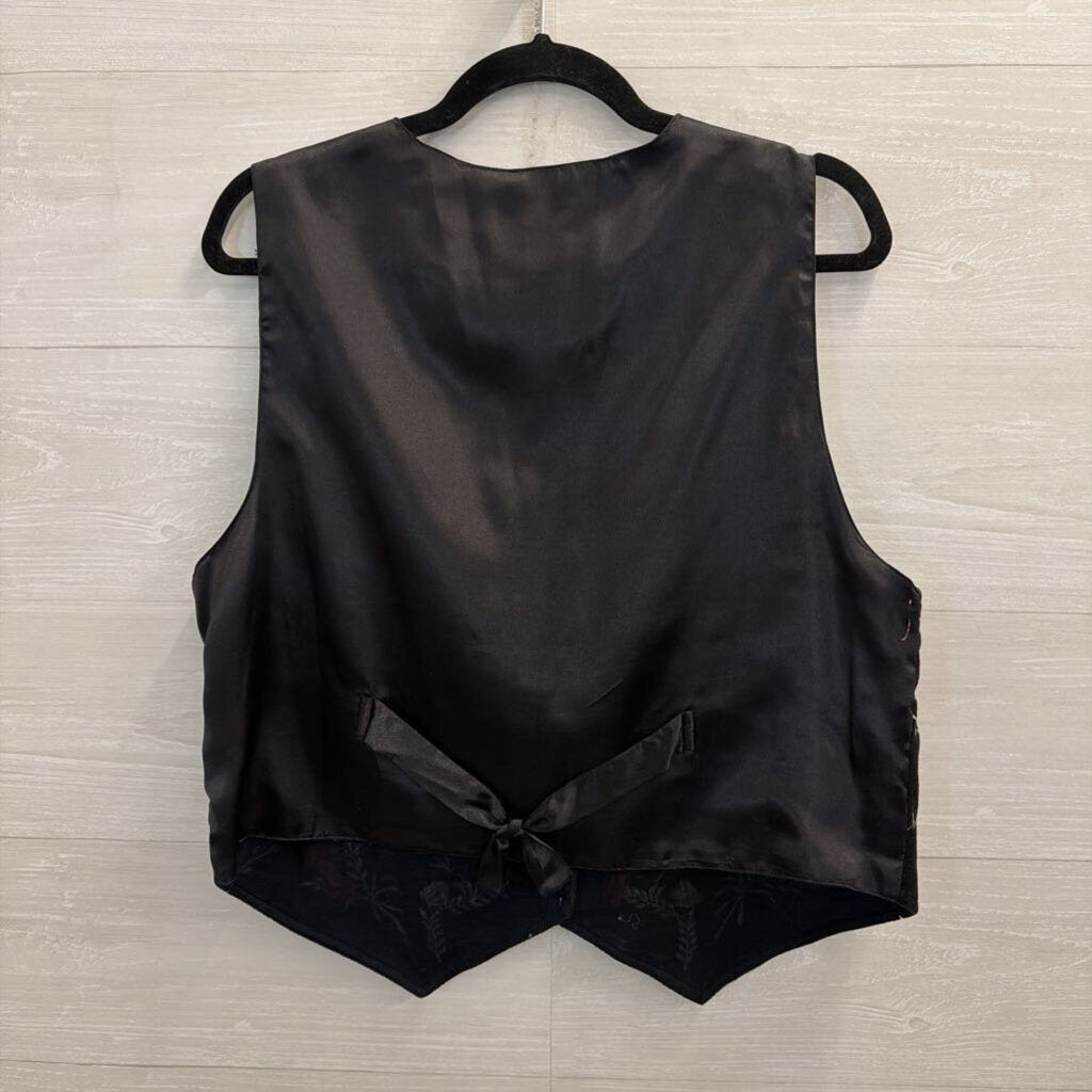 Vintage TanTrums Black/ Mutli Embroidered Vest Top Large