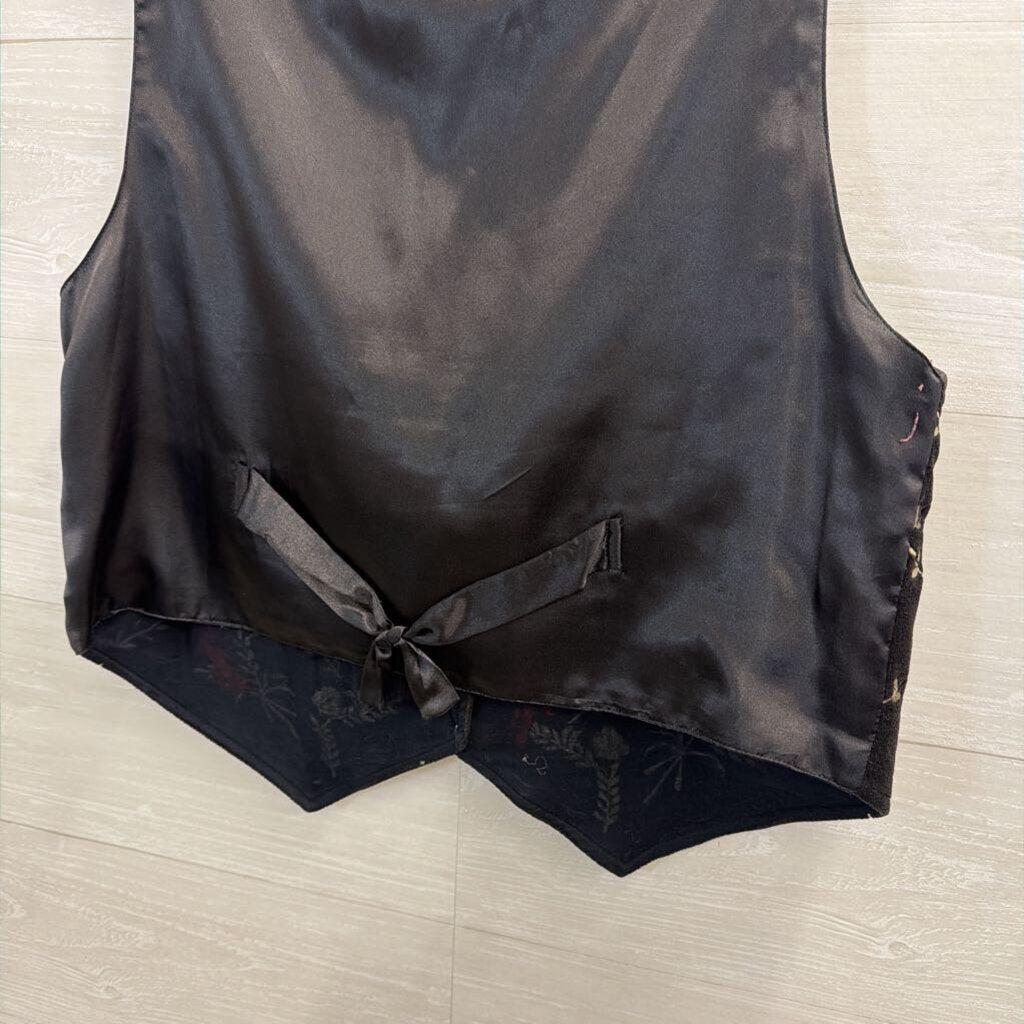 Vintage TanTrums Black/ Mutli Embroidered Vest Top Large