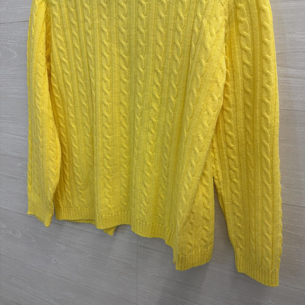 Vintage British Vogue Yellow Cable Knit Cardigan Sweater Medium