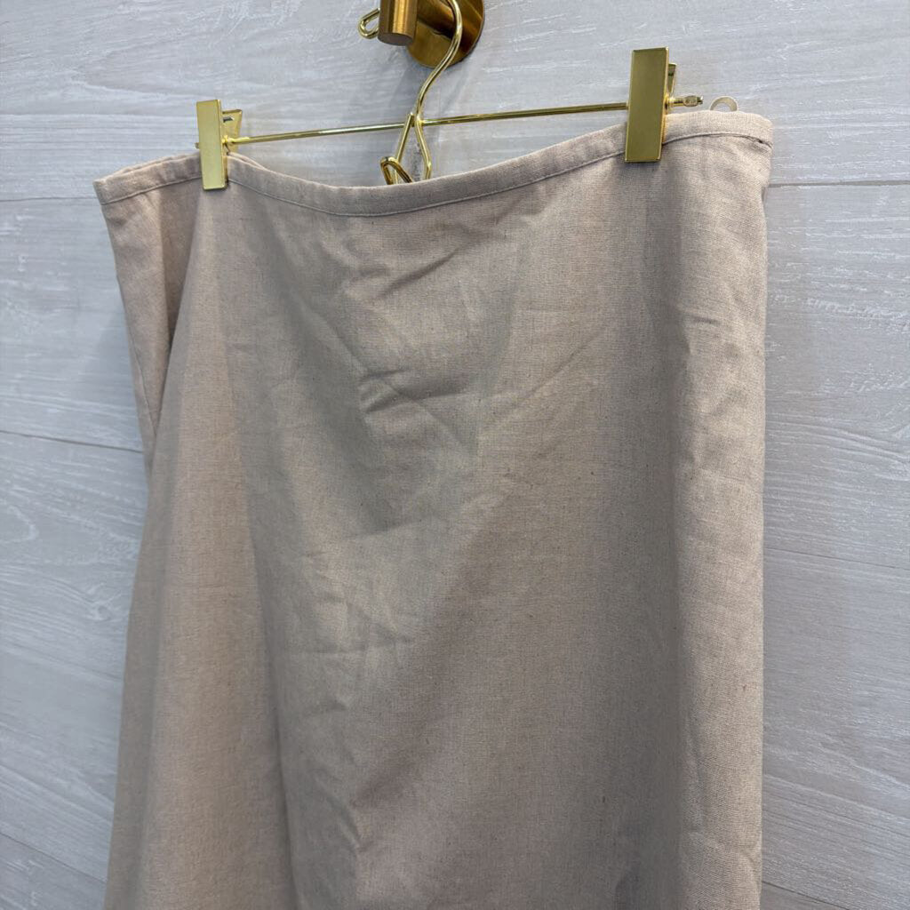 Vintage Carole Little Beige/ White Linen Blend Embroidered Detail Maxi Skirt 10