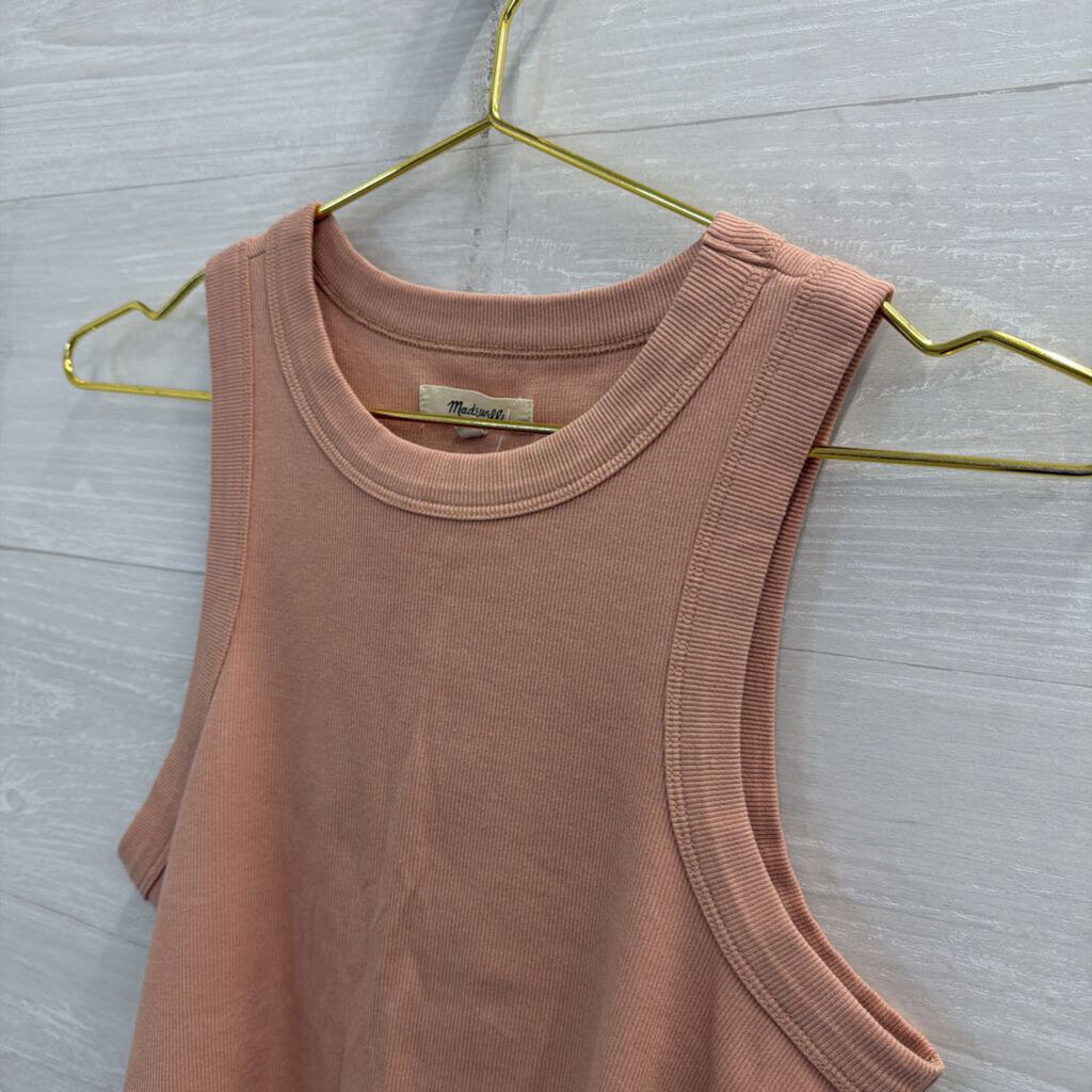 Madewell Pink Ribbed Cropped Tank Top Medium