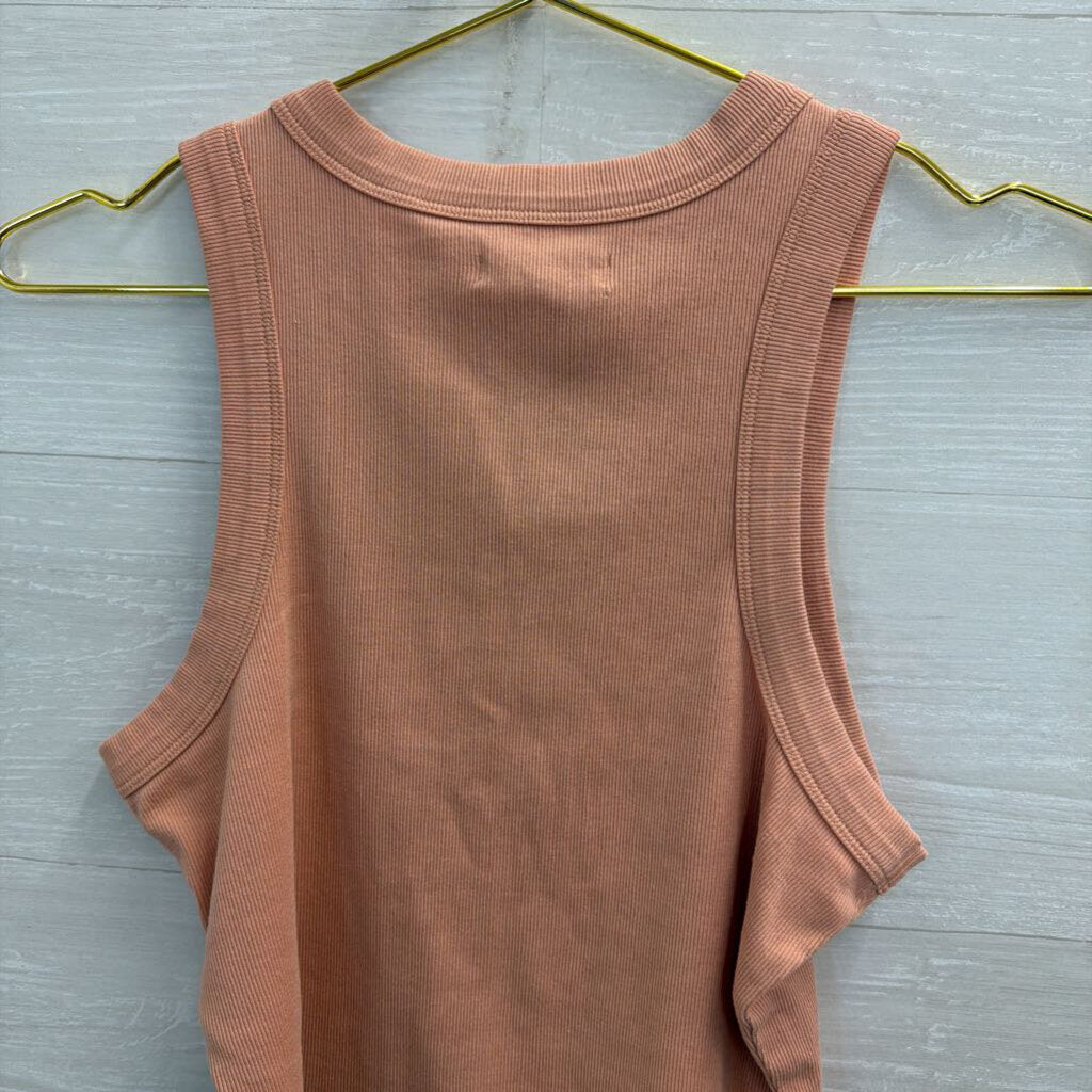 Madewell Pink Ribbed Cropped Tank Top Medium