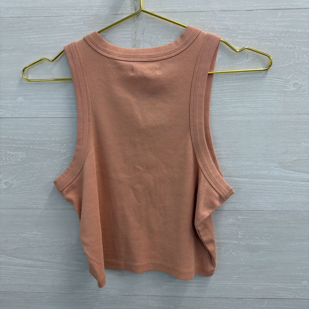 Madewell Pink Ribbed Cropped Tank Top Medium