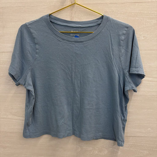 Madewell Blue Cropped Short Sleeve Top Medium