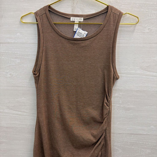 Leith Brown Side Ruched Tank Dress Small