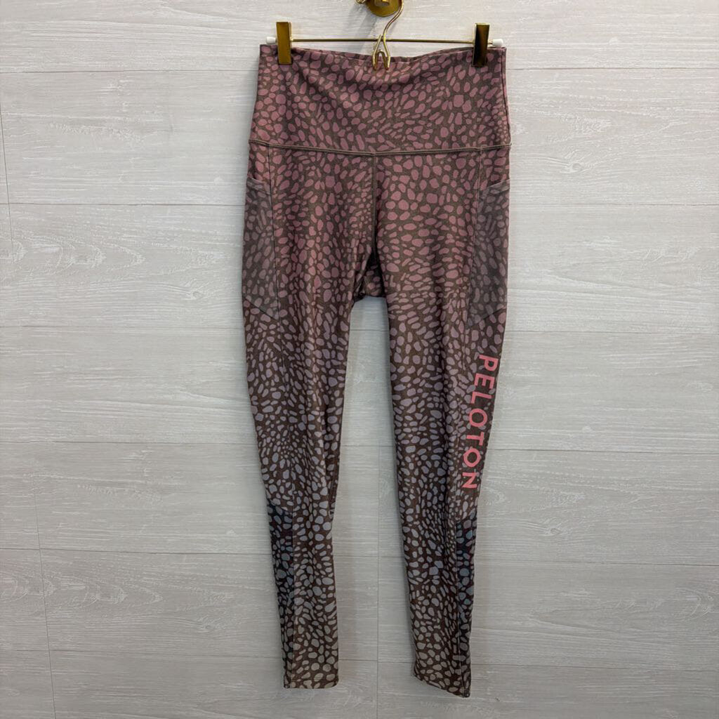 Wear It To Heart Peloton Brown/ Pink Print Leggings Medium