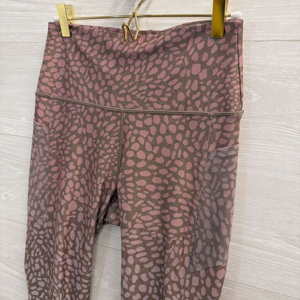 Wear It To Heart Peloton Brown/ Pink Print Leggings Medium