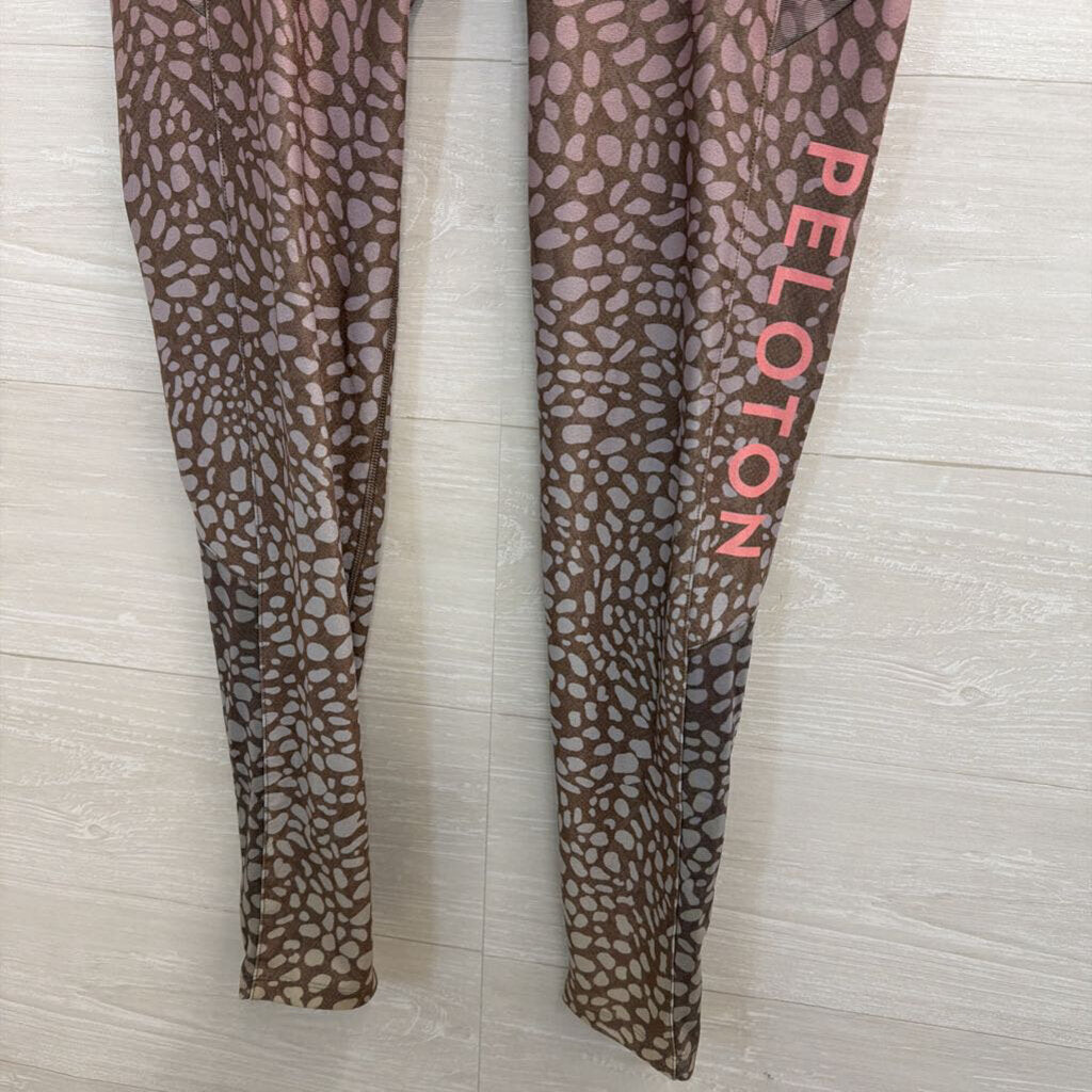 Wear It To Heart Peloton Brown/ Pink Print Leggings Medium