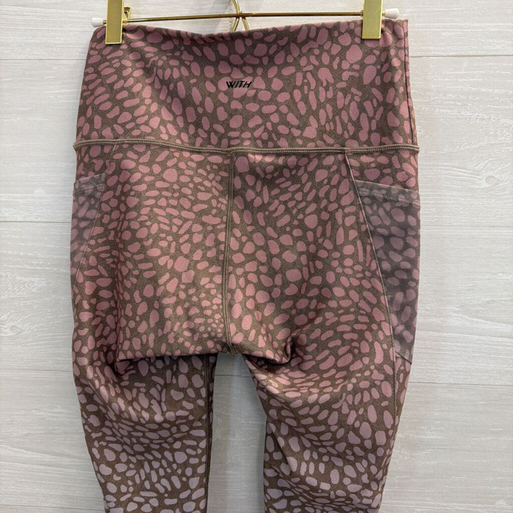 Wear It To Heart Peloton Brown/ Pink Print Leggings Medium